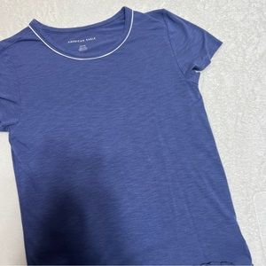 American Eagle Blue Lettuce Trim Shirt H18